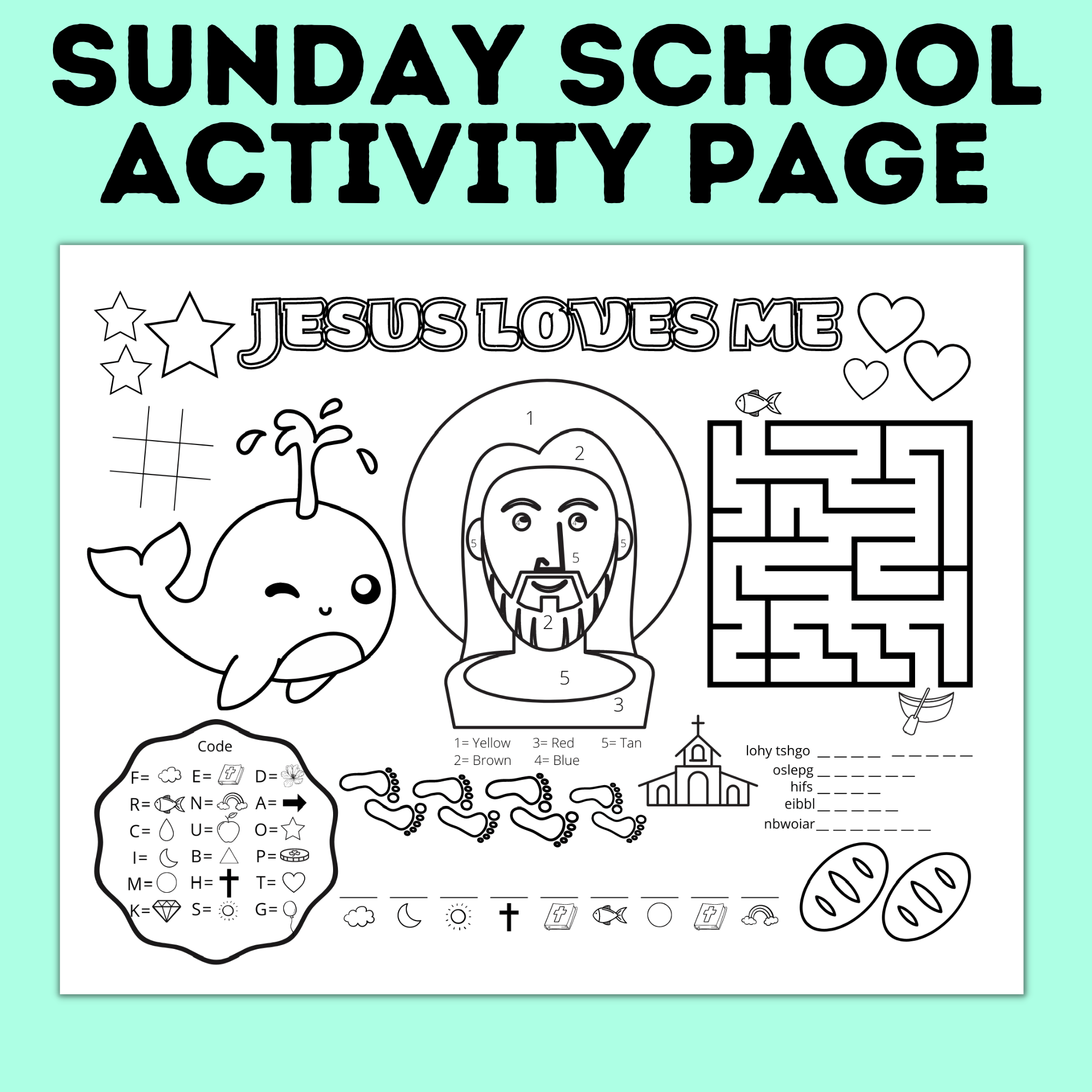 Christ Activity Page for Sunday School for Kids