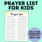 Kids Prayer List | Prayer Chart | Prayer Guide