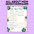 Mother's Day Questionnaire | Mother's Day Gift | Gift Ideas for Moms