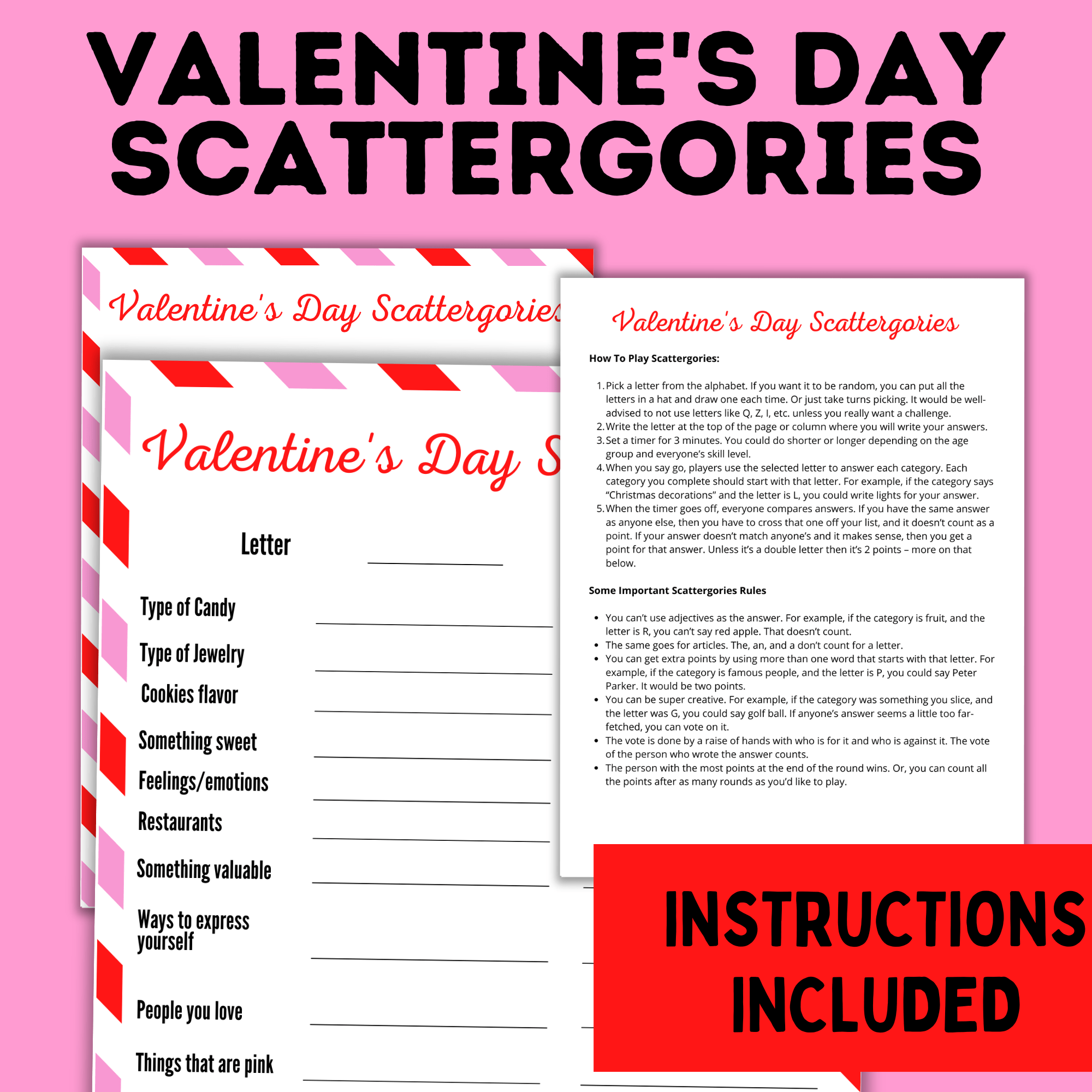 Valentine's Day Scattergories for Kids and Family