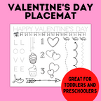 Valentine's Day Party Place mat for Toddlers and Preschoolers