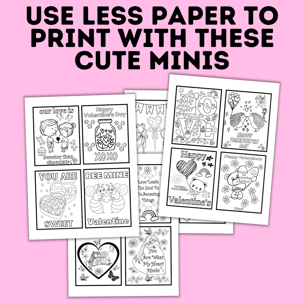 Valentine's Mini Coloring Pages for Kids