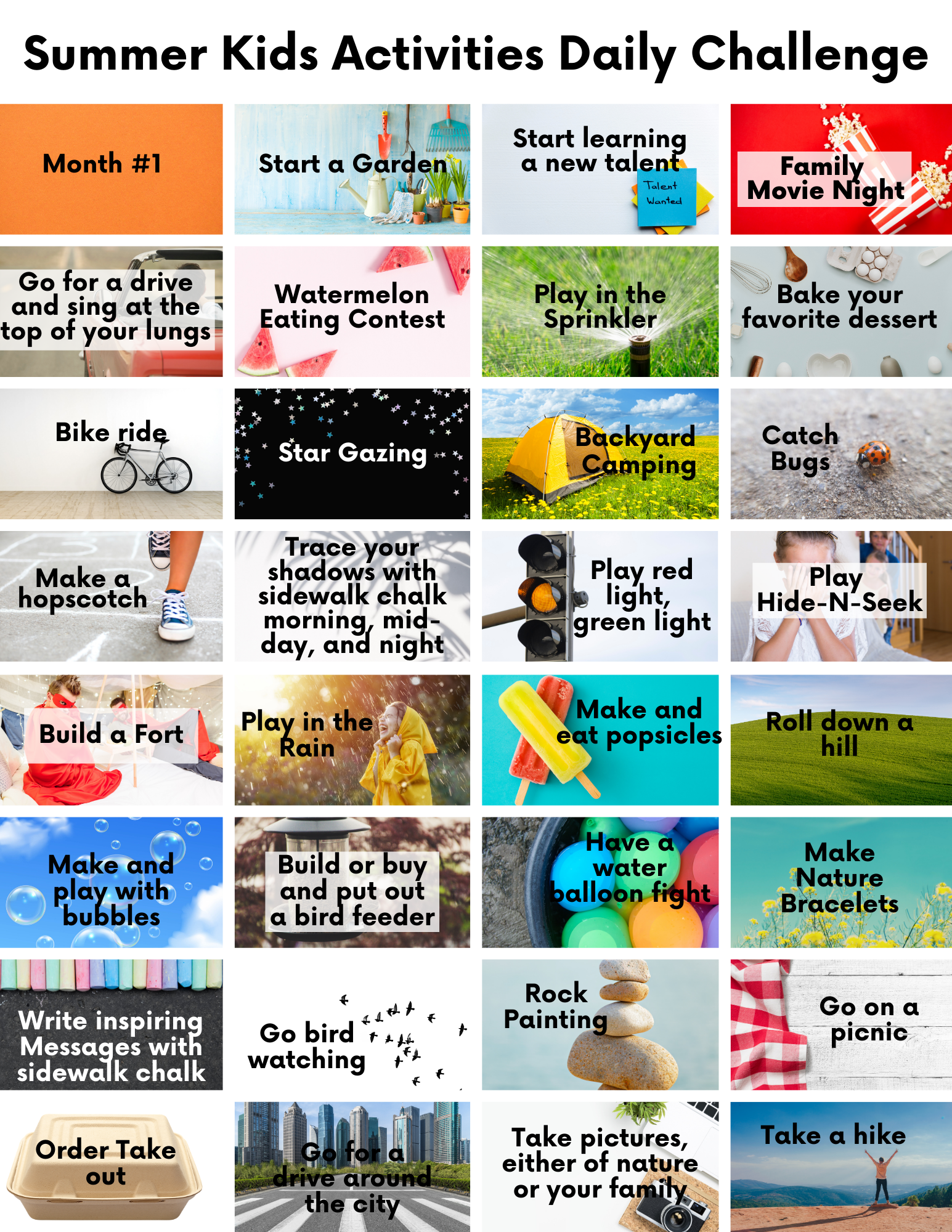 FREE Kids Summer Activities Daily Challenge