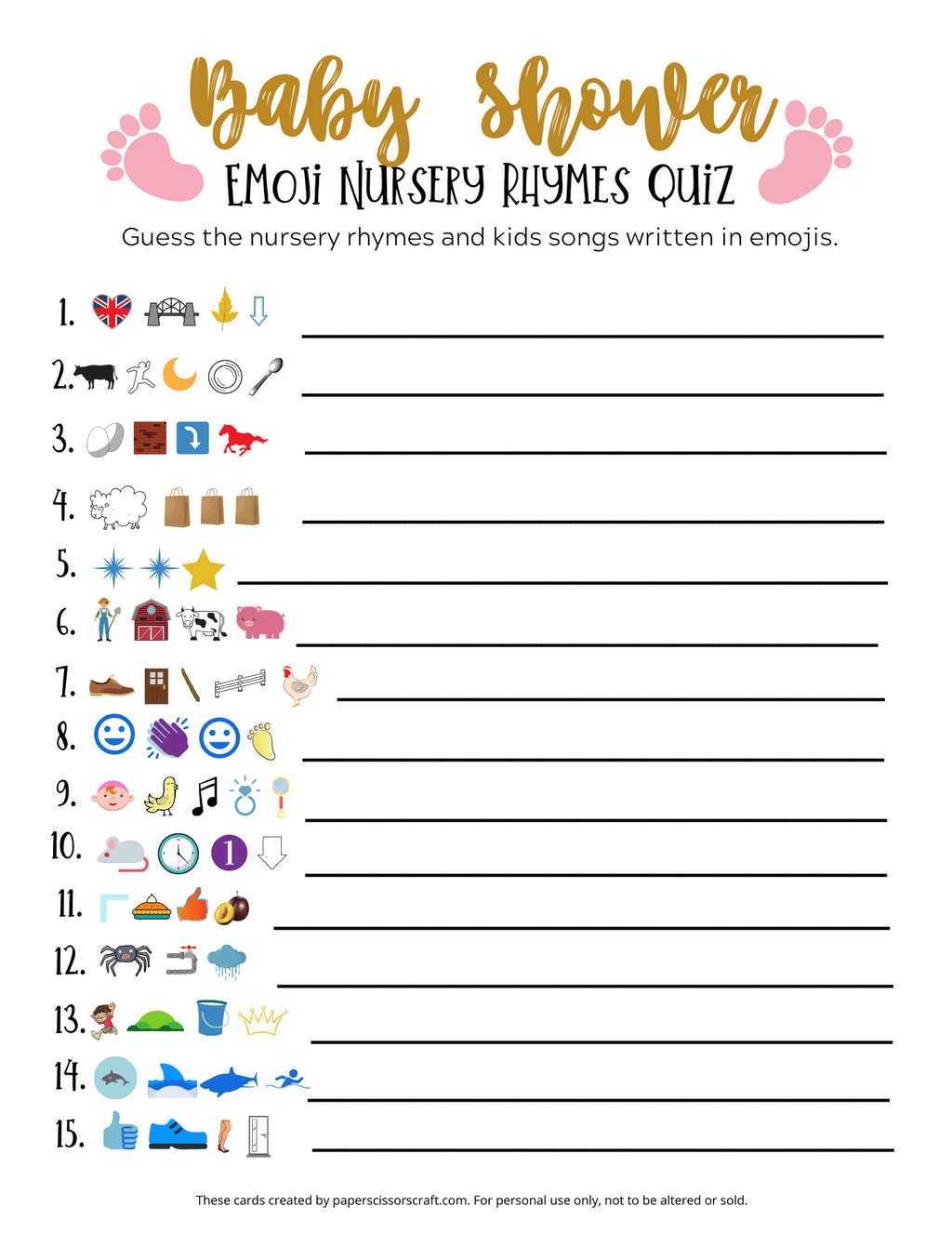 Baby Shower Emoji Nursery Rhyme Quiz
