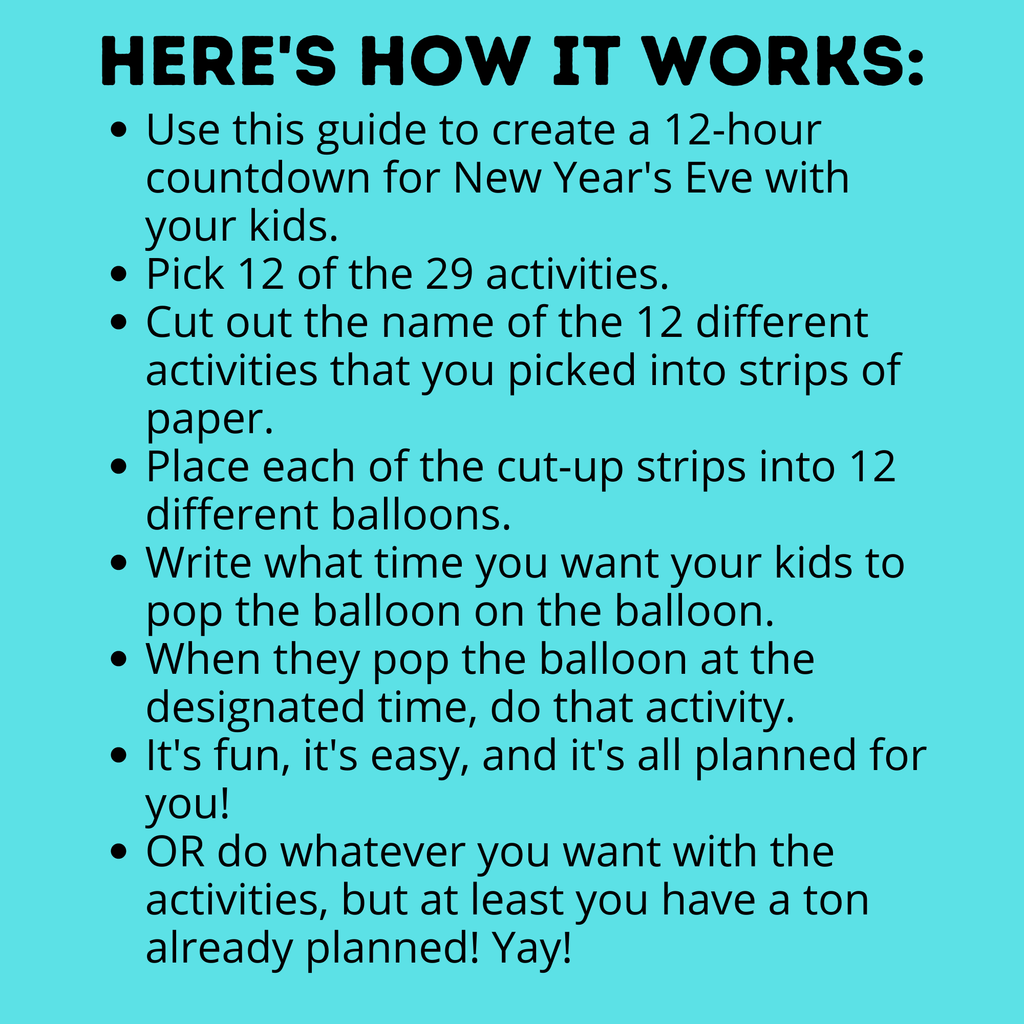 New Year's Eve 12-Hour Countdown Activity for Kids | NYE Games | Kids Games | NYE Printables