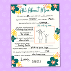 Mother's Day Questionnaire | Mother's Day Gift | Gift Ideas for Moms