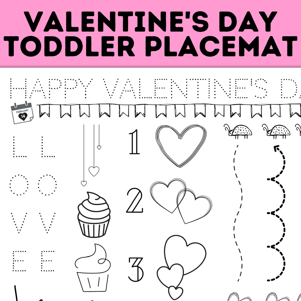 Valentine's Day Party Place mat for Toddlers and Preschoolers