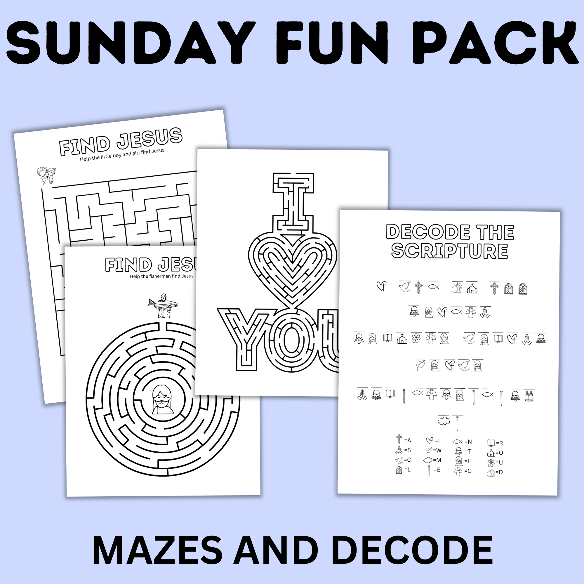 Sunday School Activity Fun Pack | Sunday School Printables | Church Activities