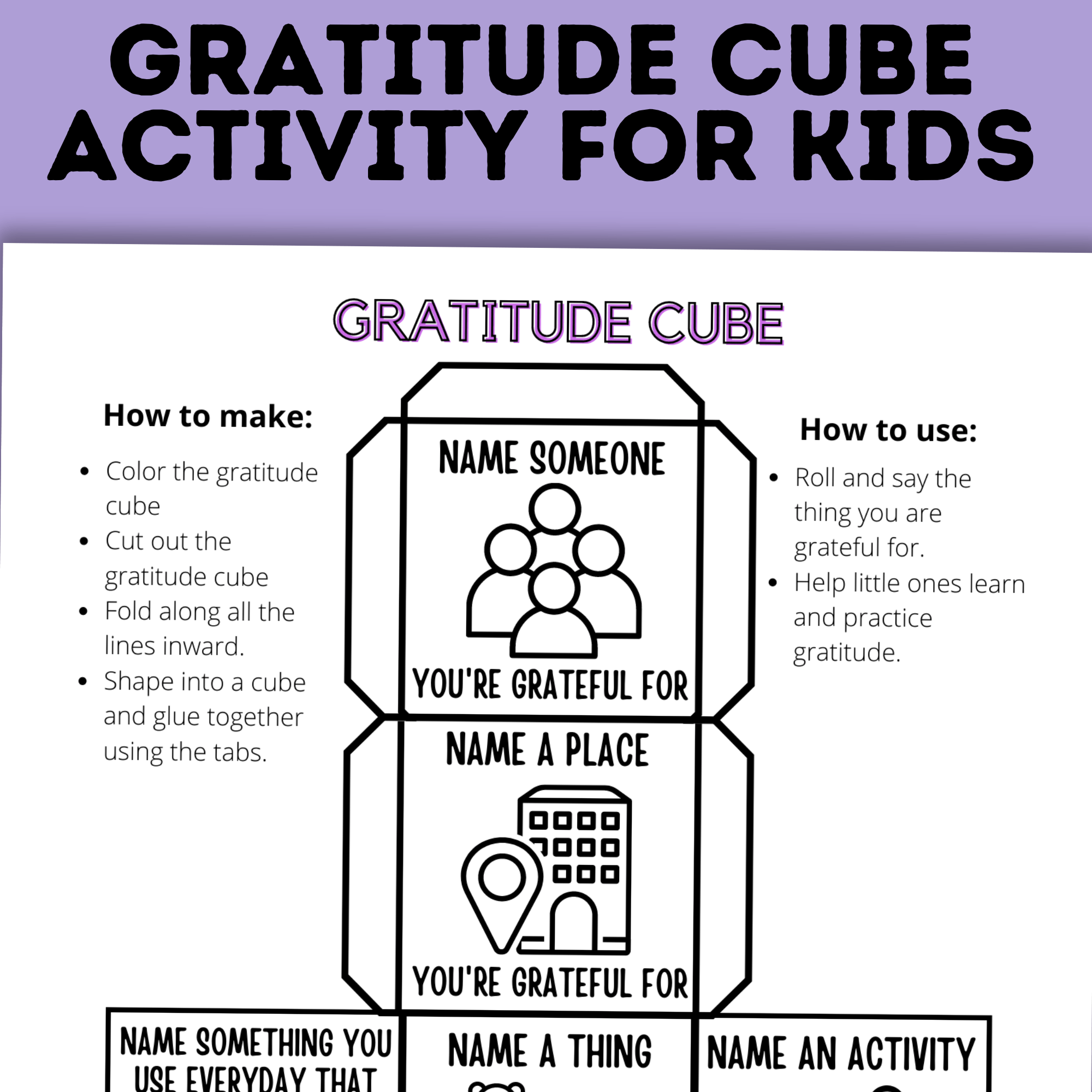 Gratitude Cube for Kids | Gratitude Activity