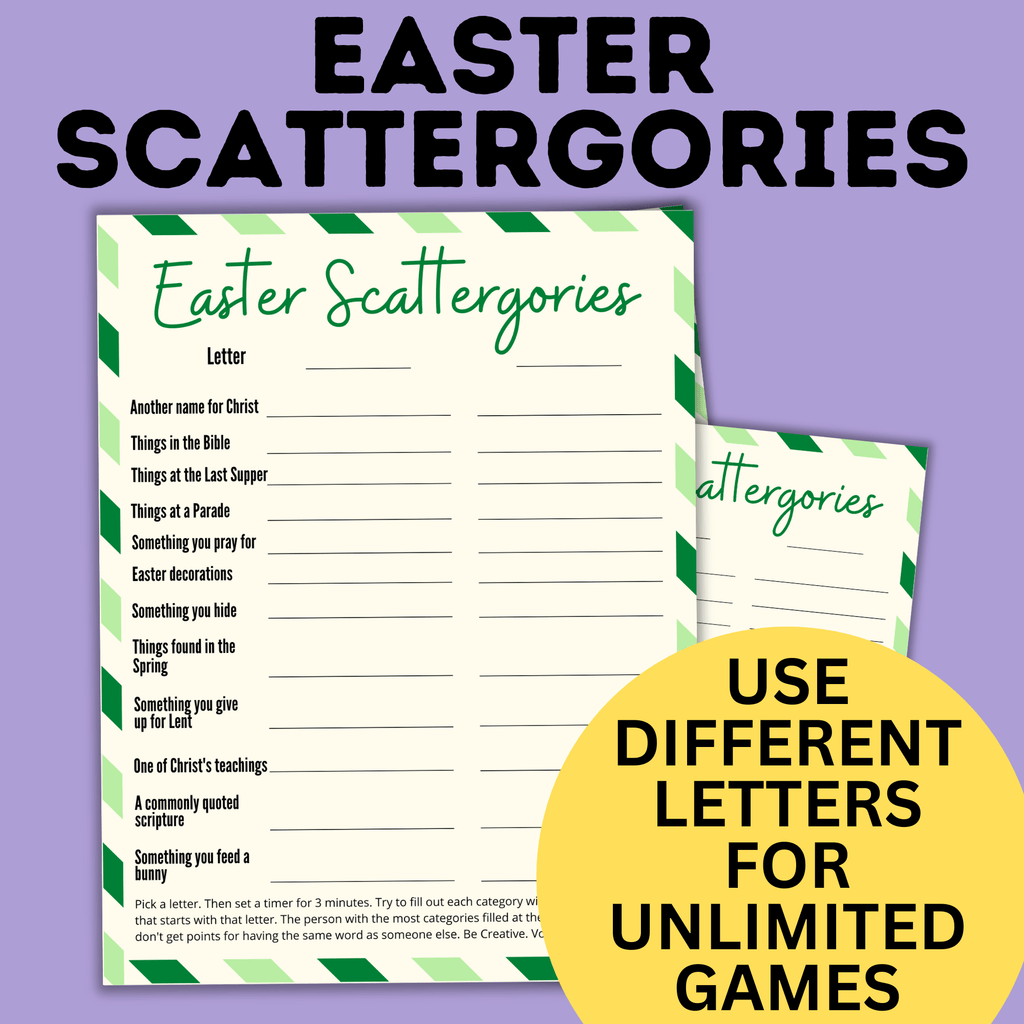 Easter Scattergories Game for Kids and Families