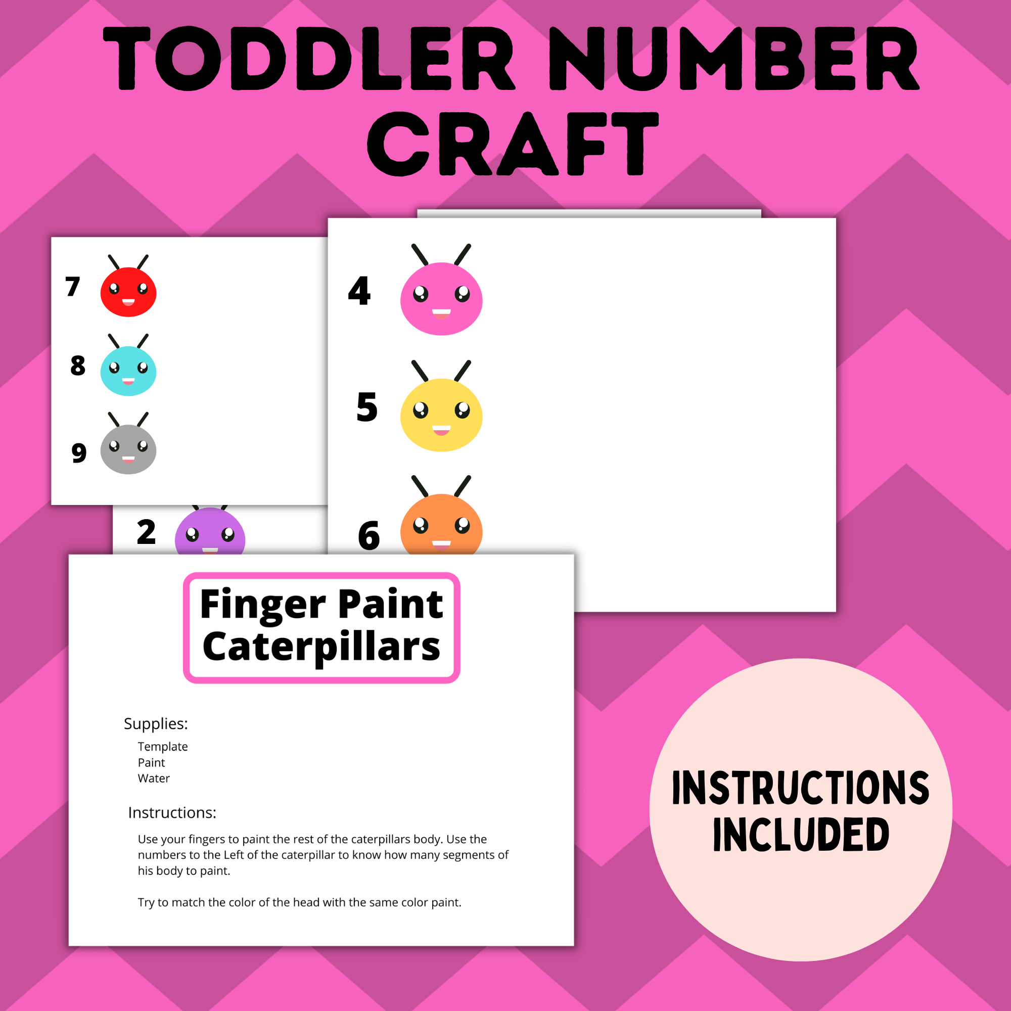 Caterpillar Finger Paint Numbers Template