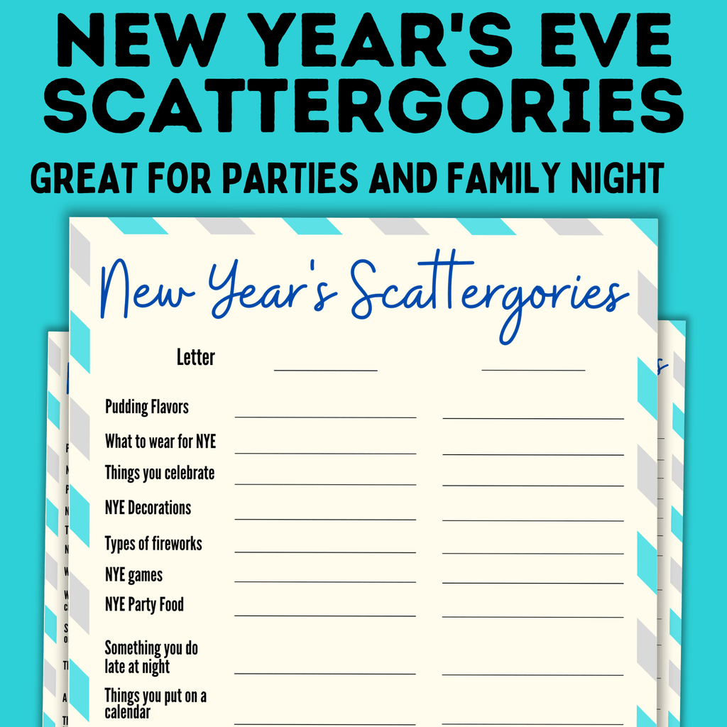 New Year's Eve Scattergories | New Years Eve Game
