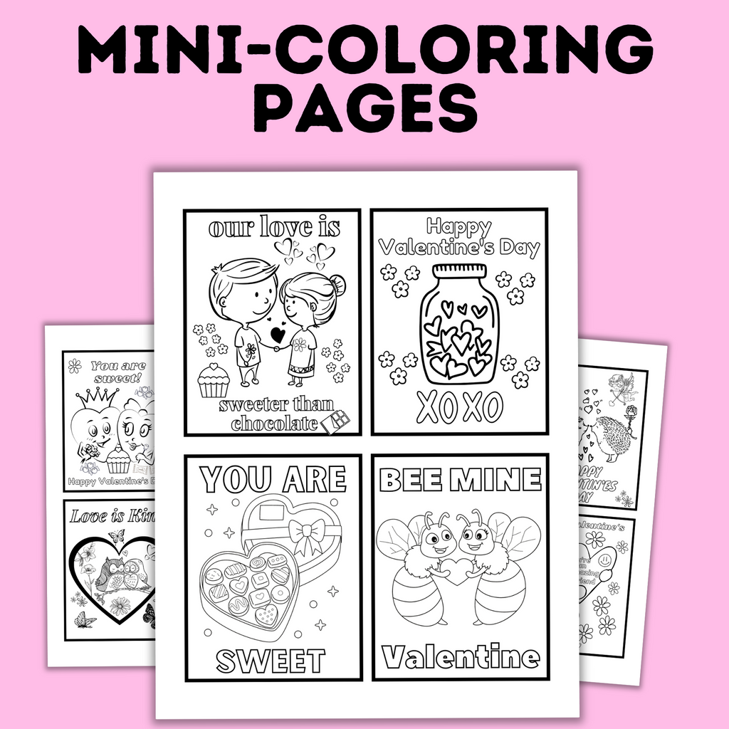 Valentine's Mini Coloring Pages for Kids
