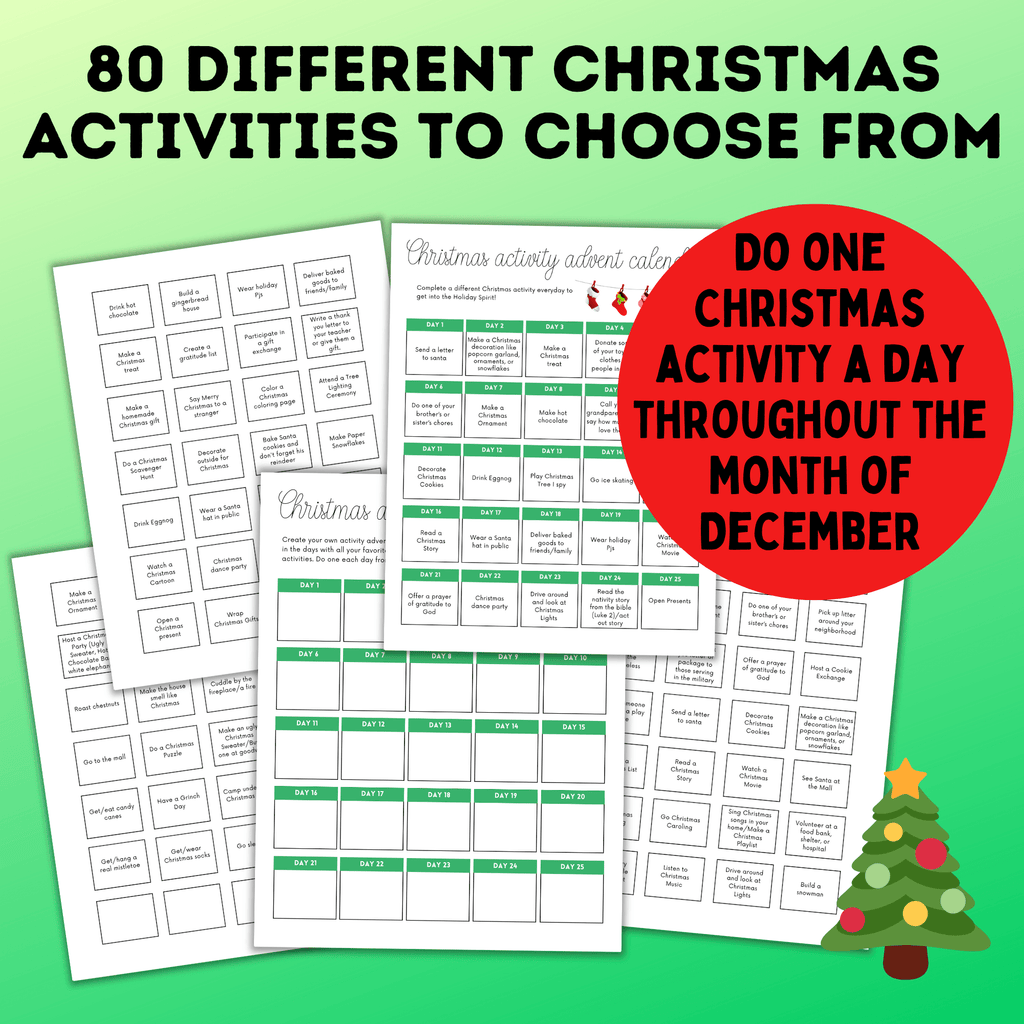 Kid's Christmas Activity Advent Calendar | Christmas Calendar | Christmas Activities and Bucket List