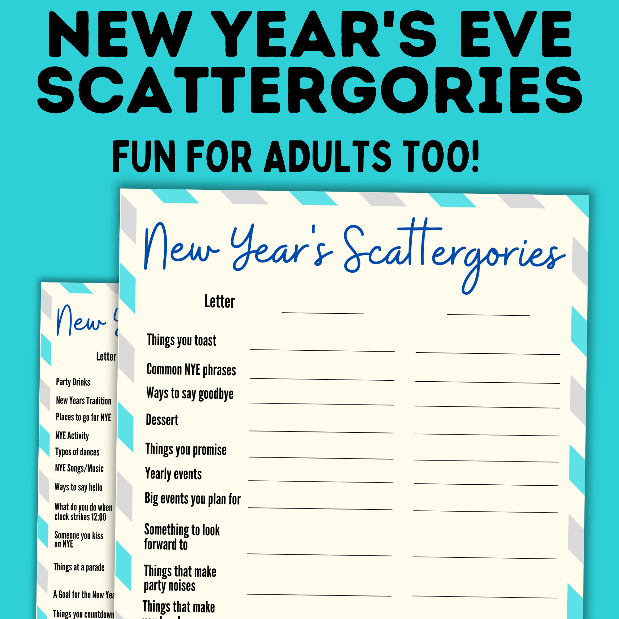 New Year's Eve Scattergories | New Years Eve Game
