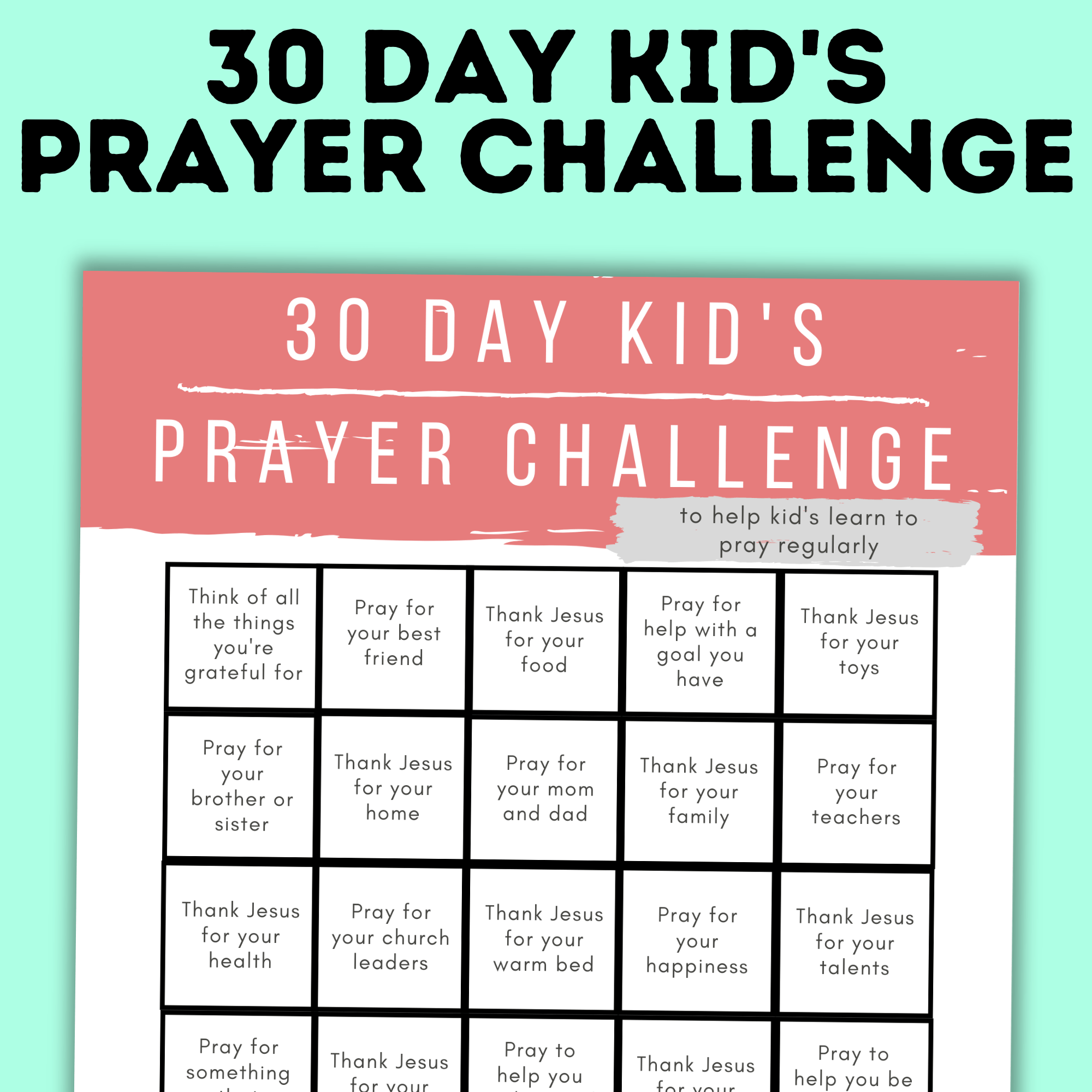 Prayer Printables for Kids | Prayer Prompts | Prayer Chart | Prayer Guide | Prayer Calendar | Prayer Activity | Sunday School Activity