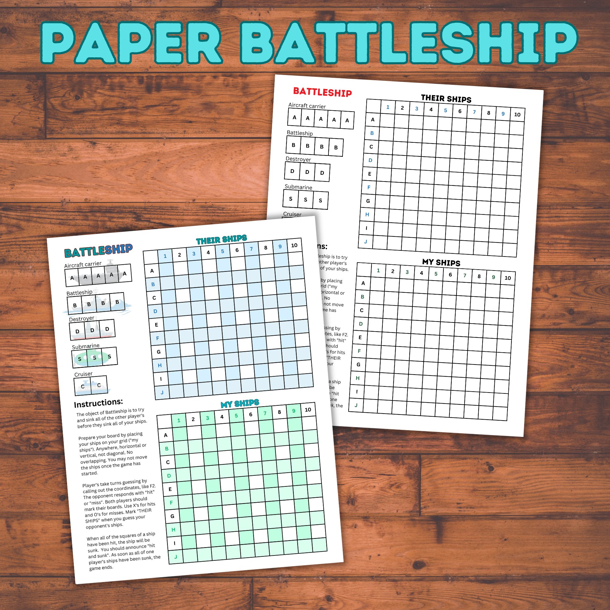Battleship Paper Game