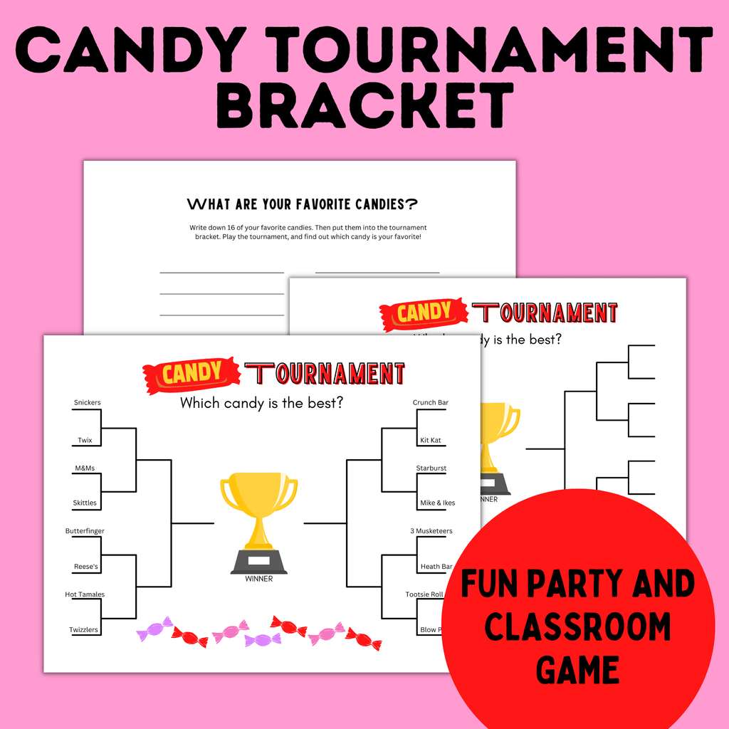 Valentine's Day Candy Tournament Bracket for Kids | Kids Games