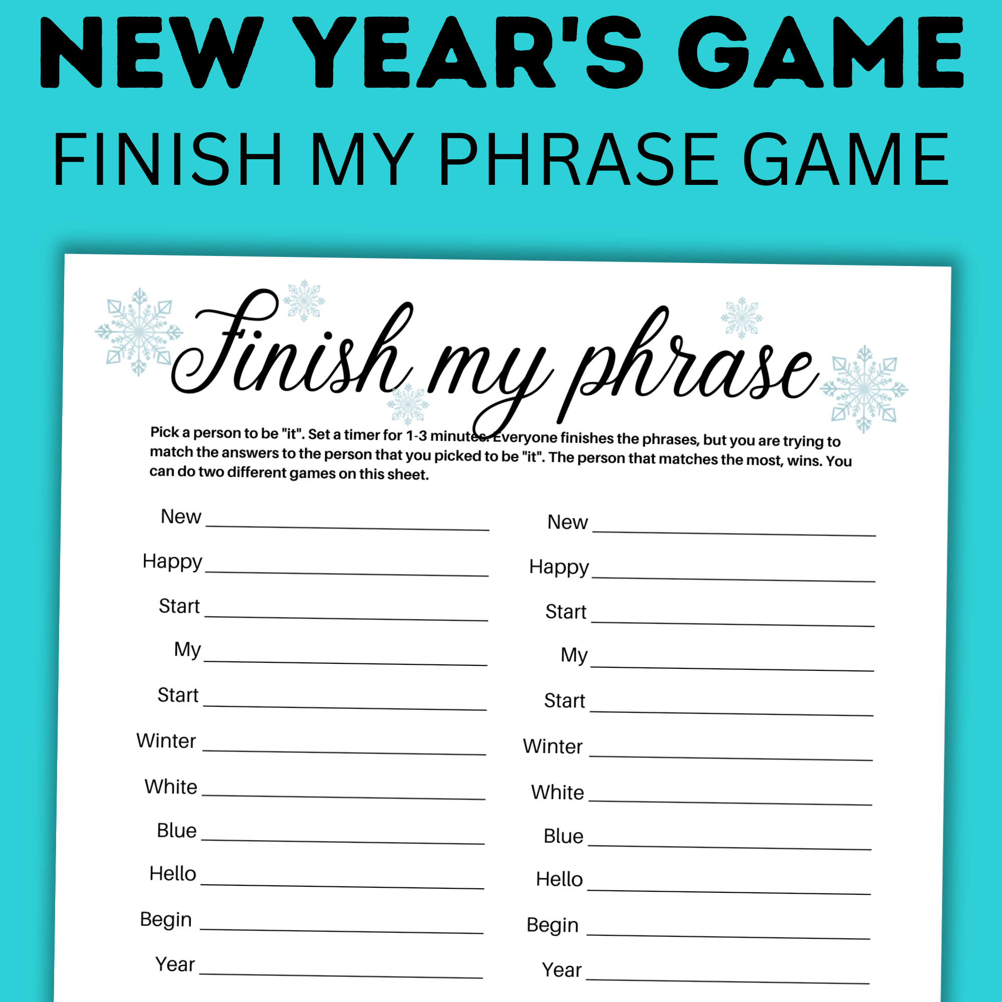 New Year's Eve Finish my Phrase | New Year's Eve Game