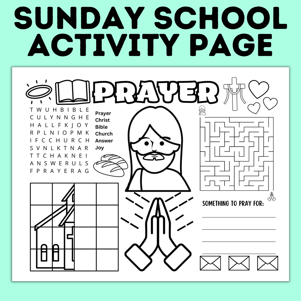 Prayer Printables for Kids | Prayer Prompts | Prayer Chart | Prayer Guide | Prayer Calendar | Prayer Activity | Sunday School Activity
