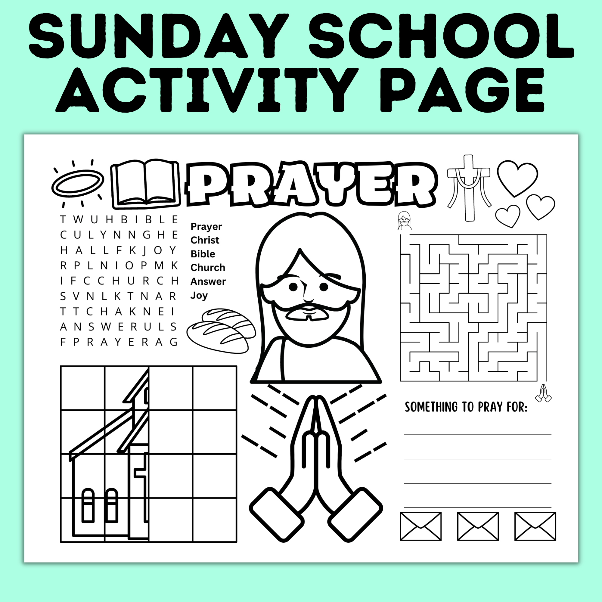 Prayer Printables for Kids | Prayer Prompts | Prayer Chart | Prayer Guide | Prayer Calendar | Prayer Activity | Sunday School Activity