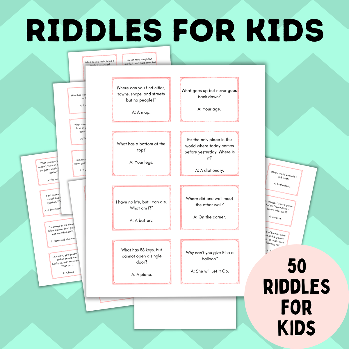 Exercise Riddle Kids Kid's Riddle Cards | Kid's Riddle Questions | Riddles for Kids – Paper ...