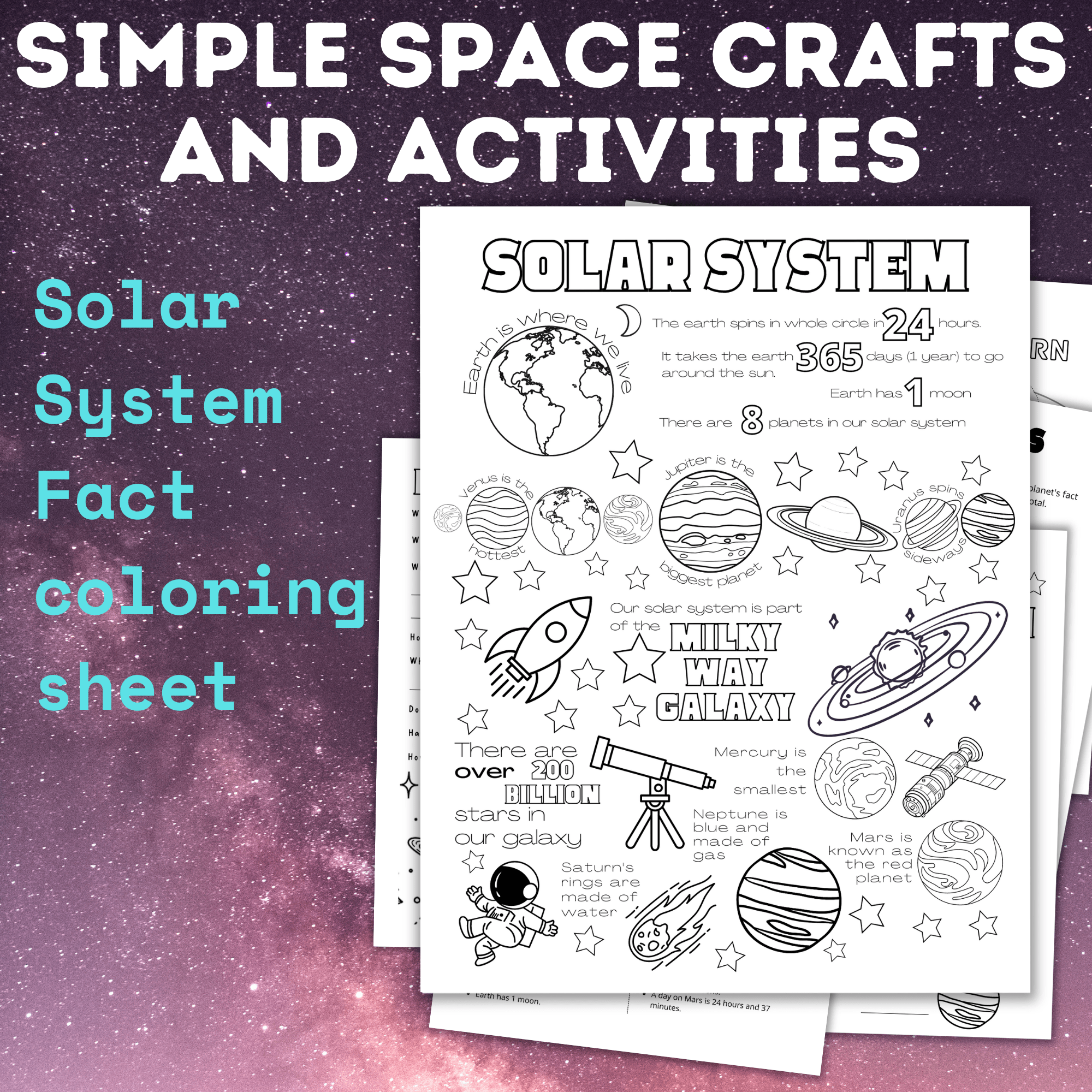 Solar System Worksheets and Coloring Pages | Space Activity Sheets
