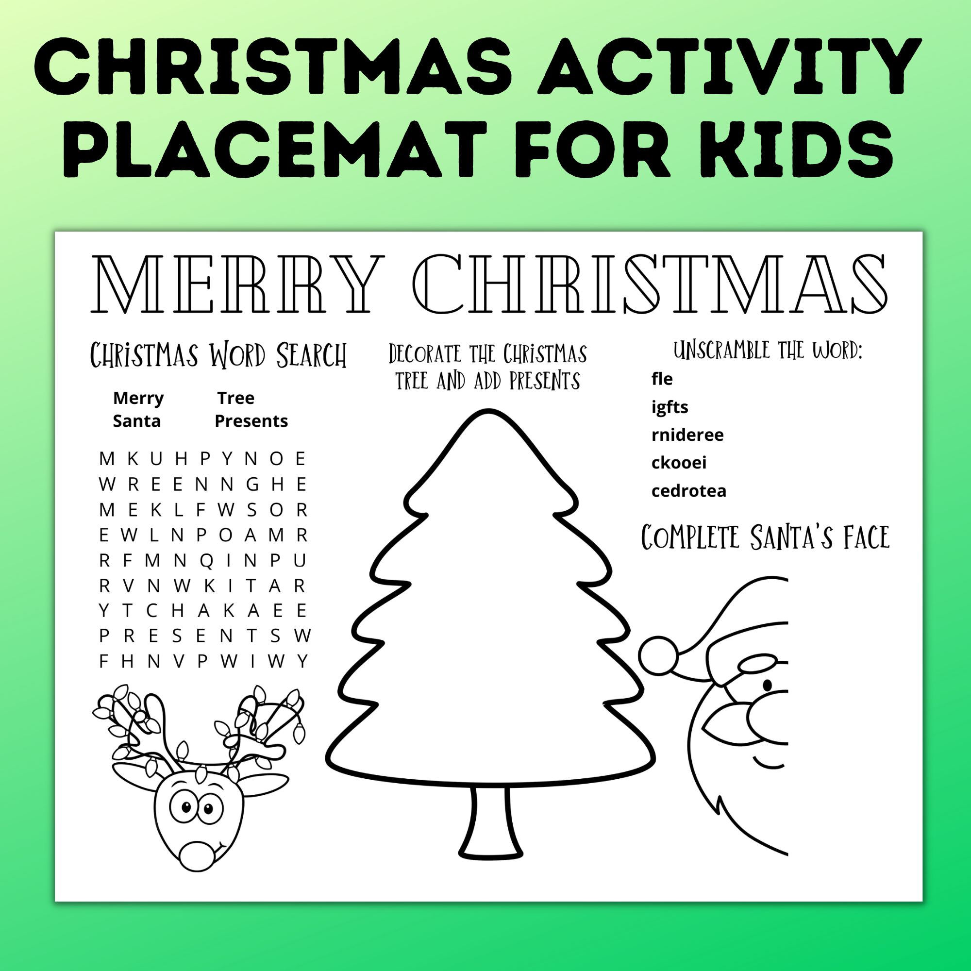 Christmas Activity Placemat for Kids