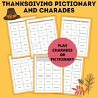 Thanksgiving Pictionary and Charades for Kids