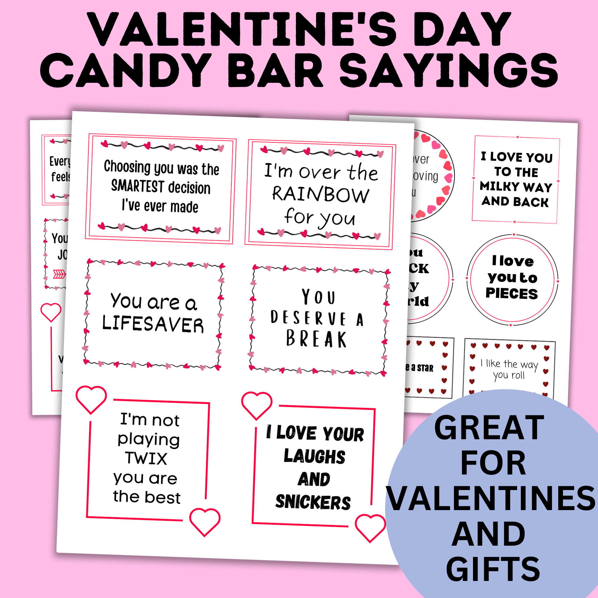 Valentine's Day Candy Bars Sayings | Candy Bar Sayings | Valentine's Day Notes | Valentine's for Kids | Candy Bar Notes | Digital