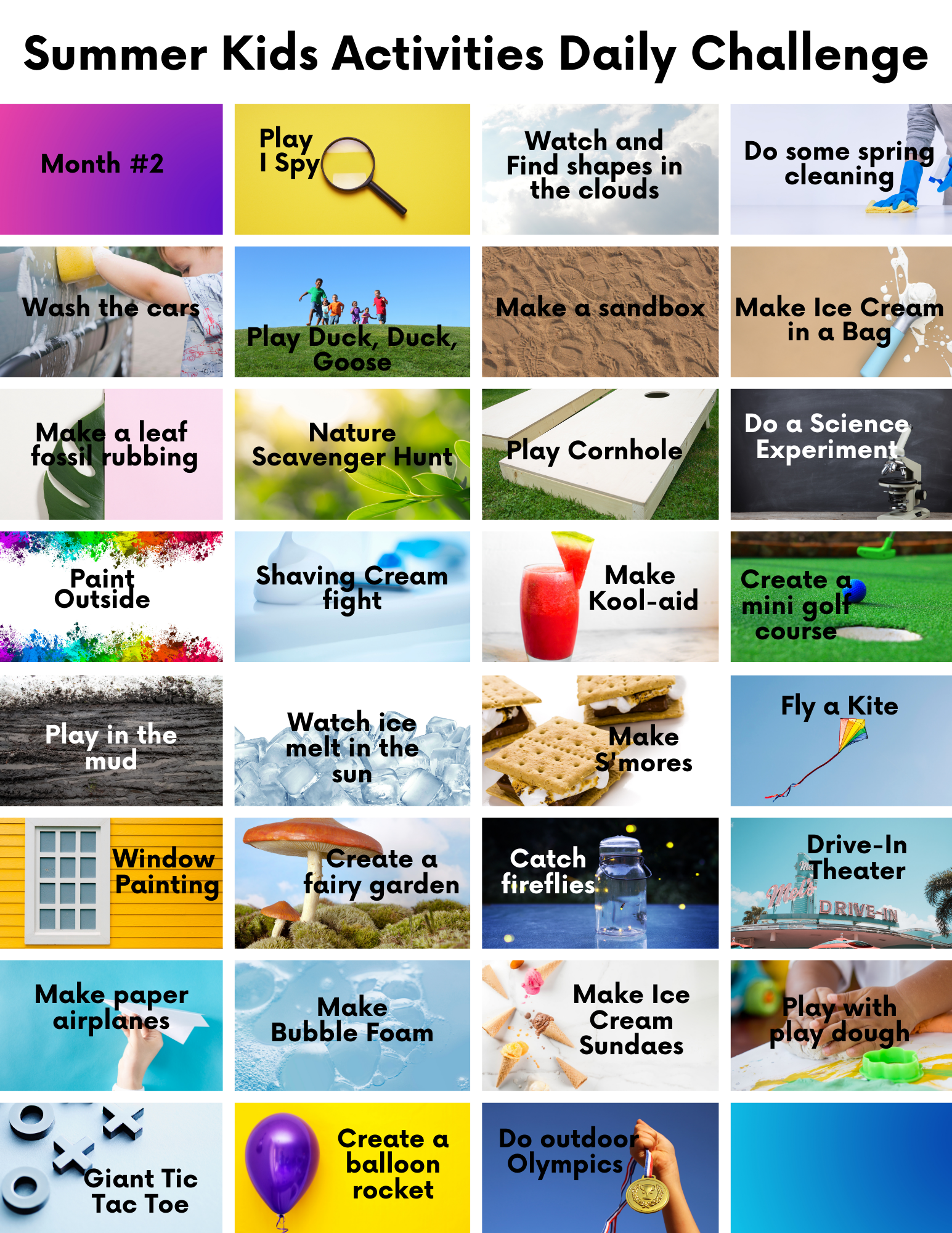 FREE Kids Summer Activities Daily Challenge