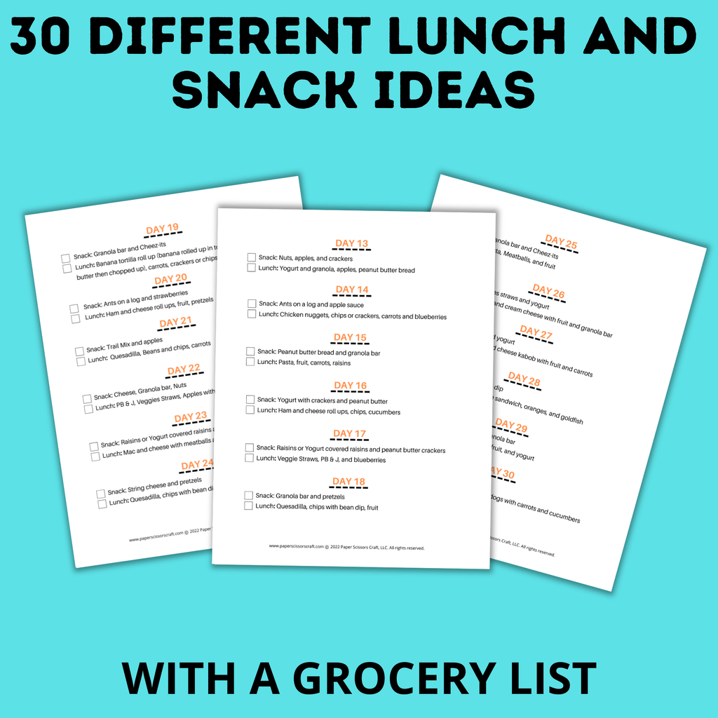 Lunch Planner | Kids Food Planner | Summer Planner | Summer Book for Kids | eBook