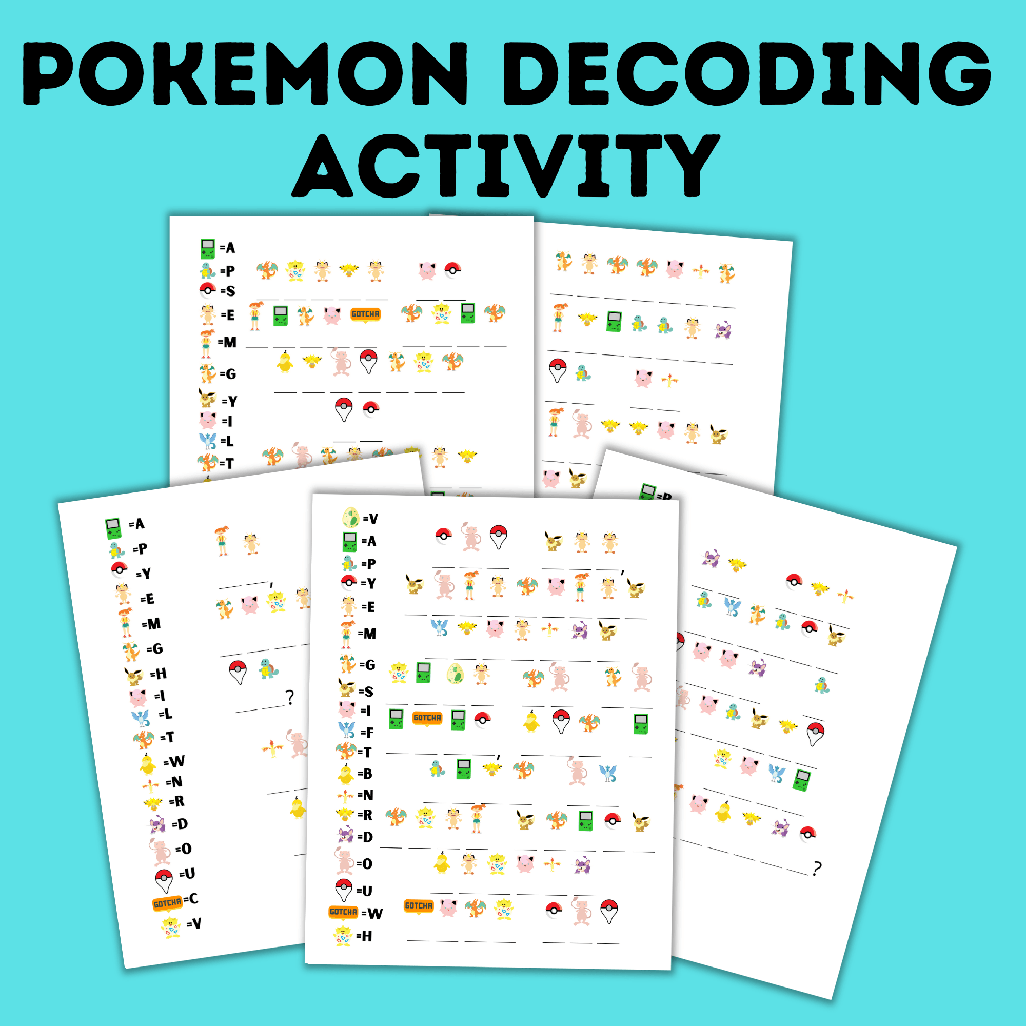 Pokemon Decoding Activity for kids