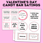 Valentine's Day Candy Bars Sayings | Candy Bar Sayings | Valentine's Day Notes | Valentine's for Kids | Candy Bar Notes | Digital