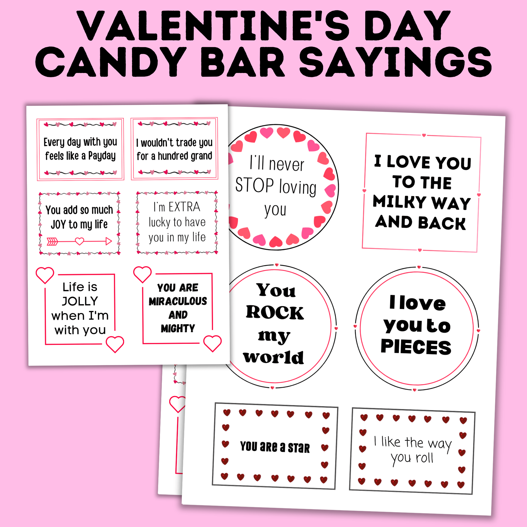 Valentine's Day Candy Bars Sayings | Candy Bar Sayings | Valentine's Day Notes | Valentine's for Kids | Candy Bar Notes | Digital