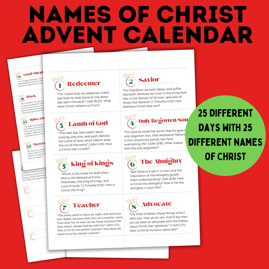 Names of Christ Advent Calendar | Christmas Advent Calendar | Christmas Countdown