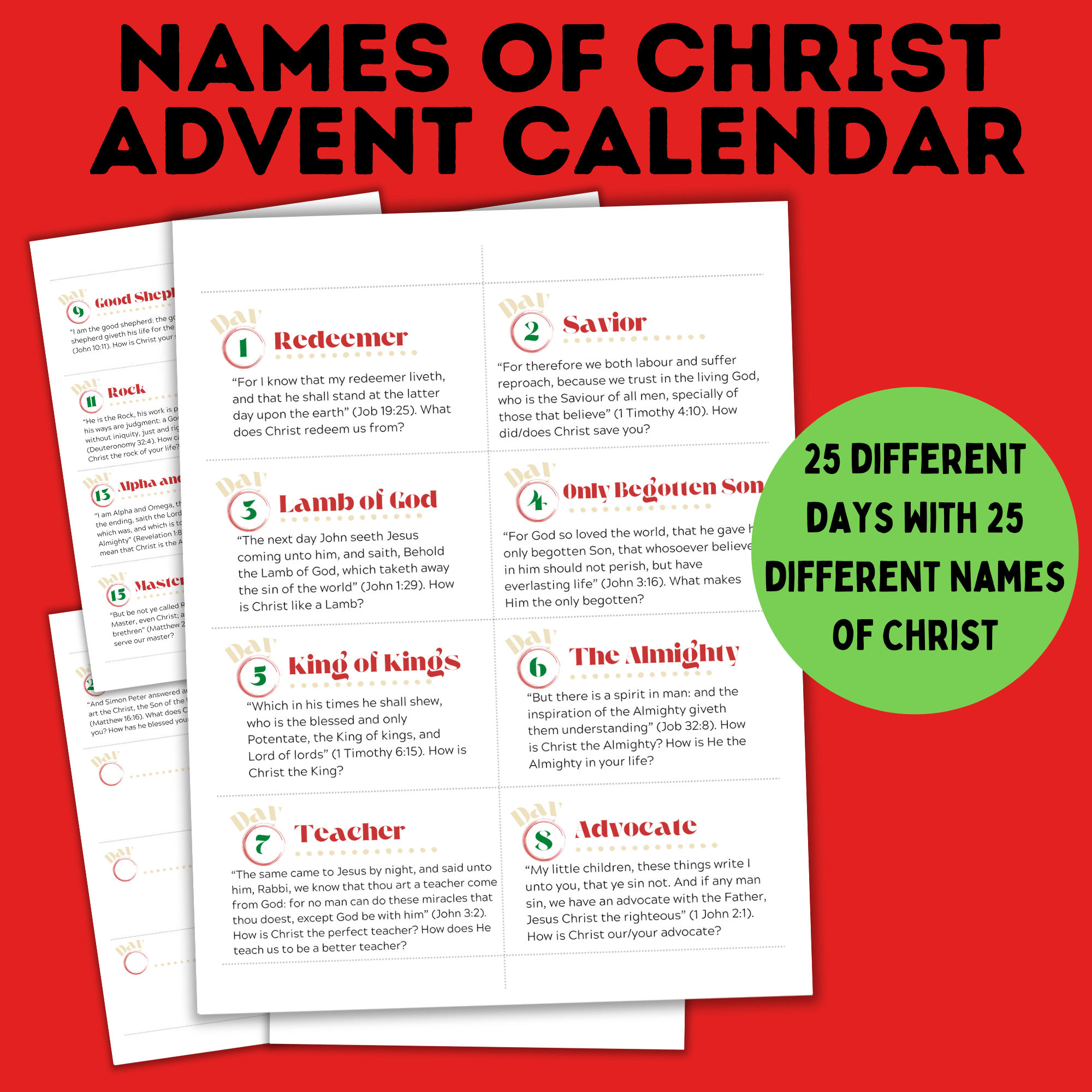 Names of Christ Advent Calendar | Christmas Advent Calendar | Christmas Countdown
