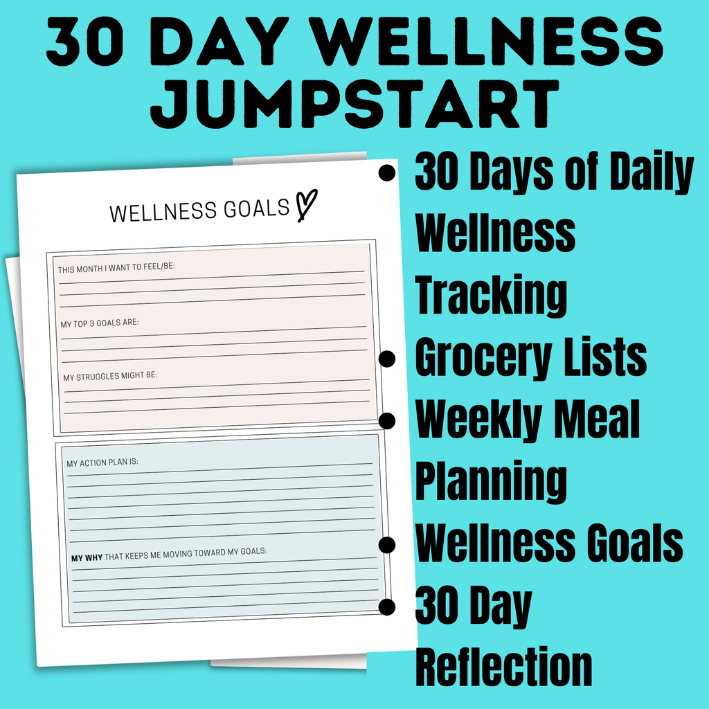 Health Planner | Fitness Tracker | 30 Day Wellness Jump Start Challenge for Moms | Wellness Planner