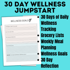 Health Planner | Fitness Tracker | 30 Day Wellness Jump Start Challenge for Moms | Wellness Planner