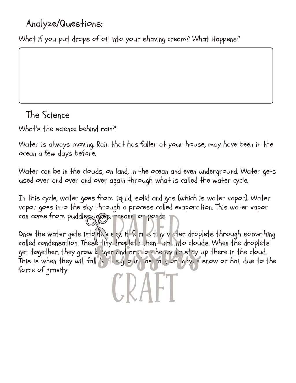 The Scientific Method: The Clouds and Raindrops Experiment 