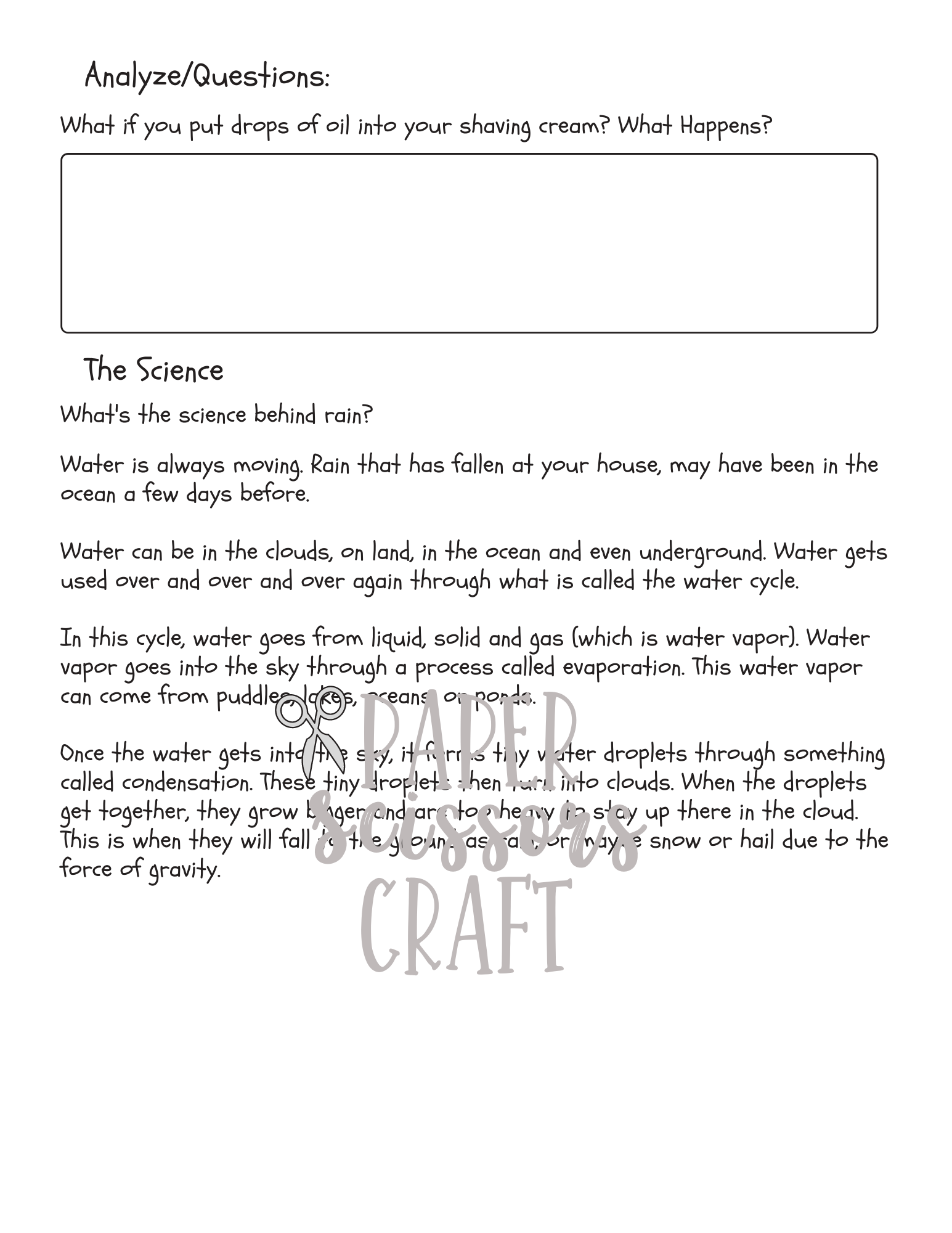 The Scientific Method: The Clouds and Raindrops Experiment 