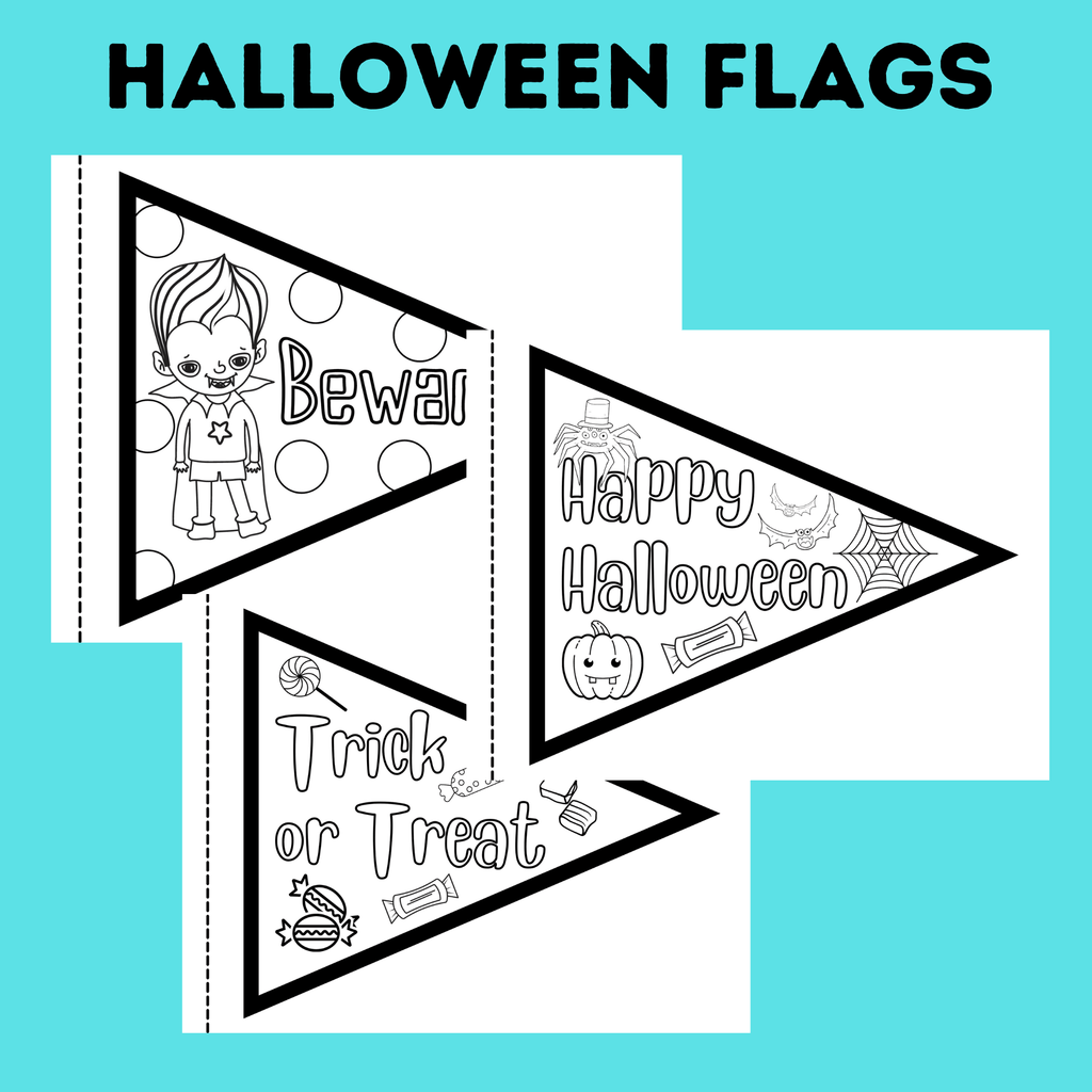 Coloring Halloween Flags for Kids