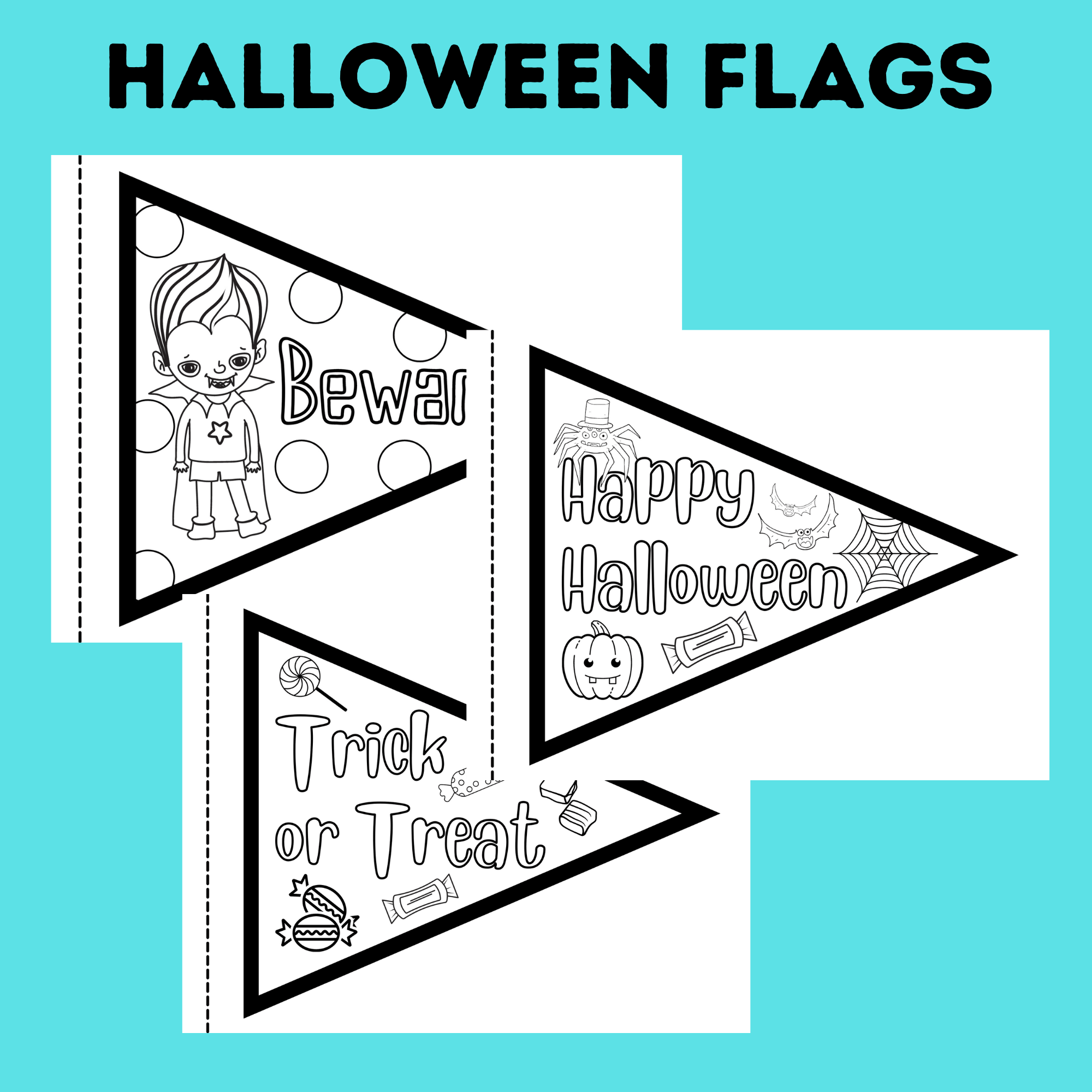 Coloring Halloween Flags for Kids