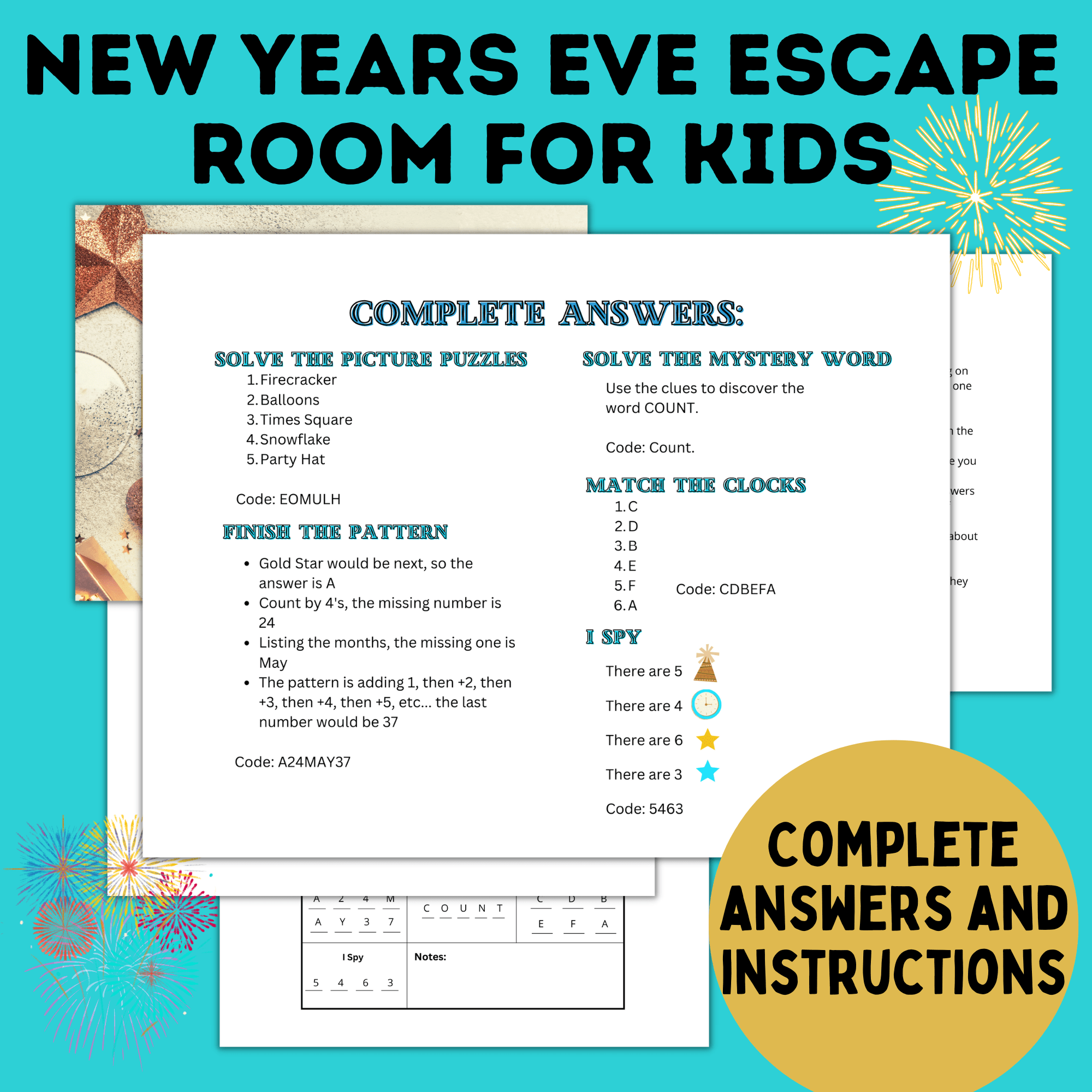 New Year's Eve Escape Room for Kids | New Year's Eve Game for Kids