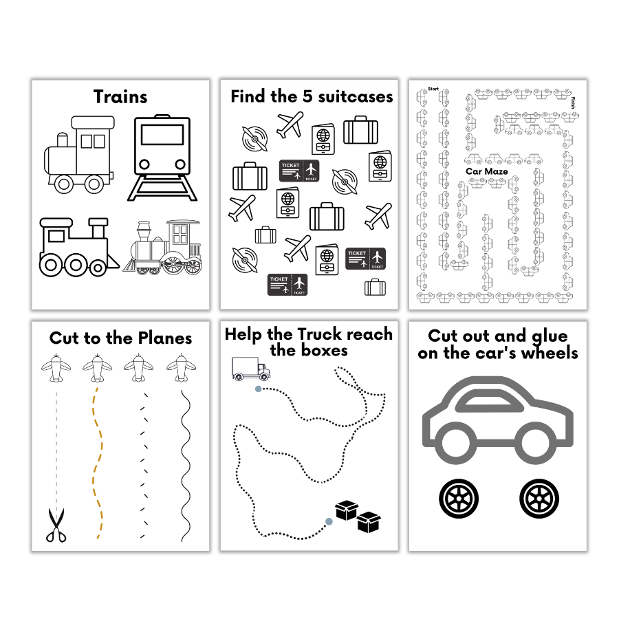 Trains, Cars, Trucks and Planes Busy Packet for 3-5 year Old's
