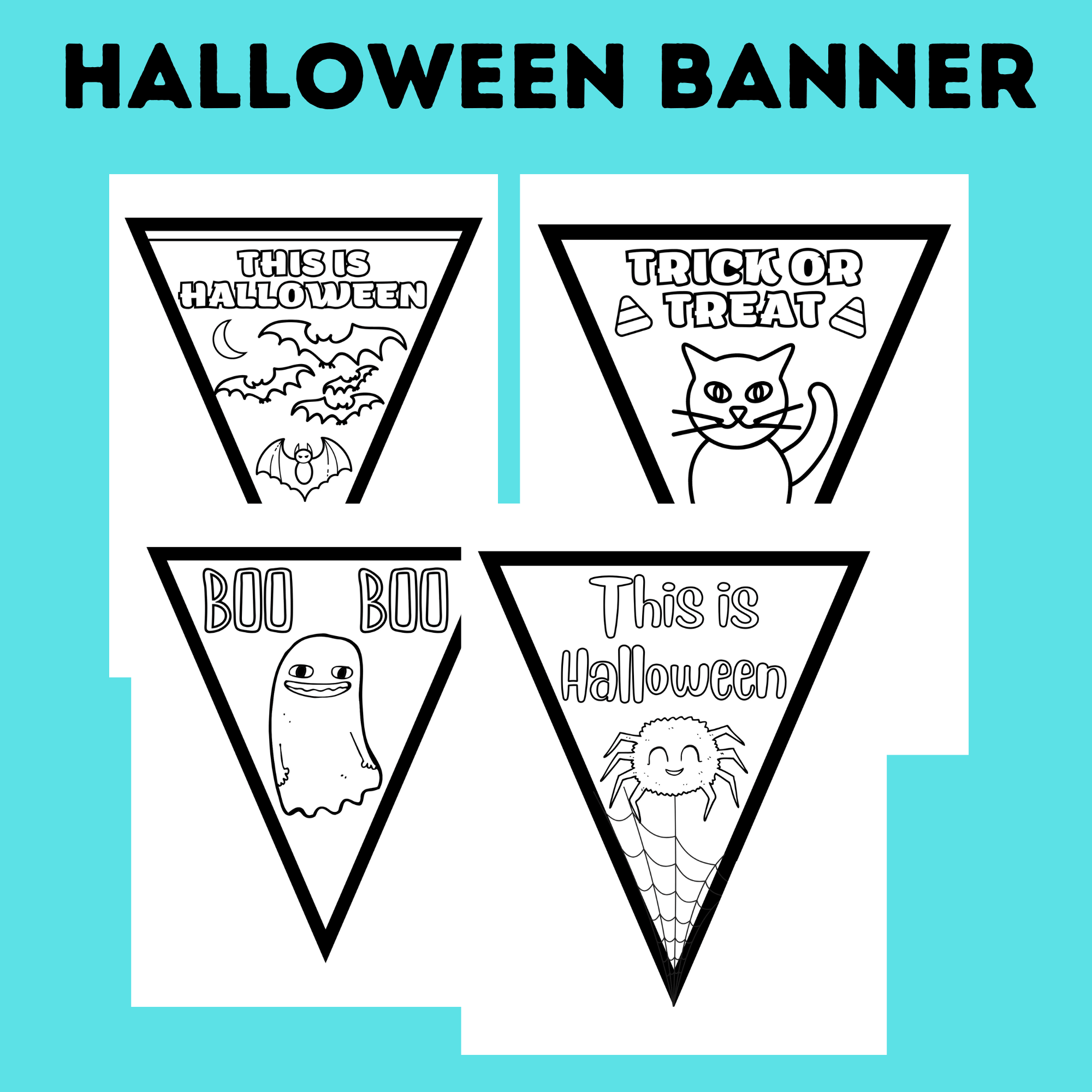 Halloween Coloring Banner for Kids