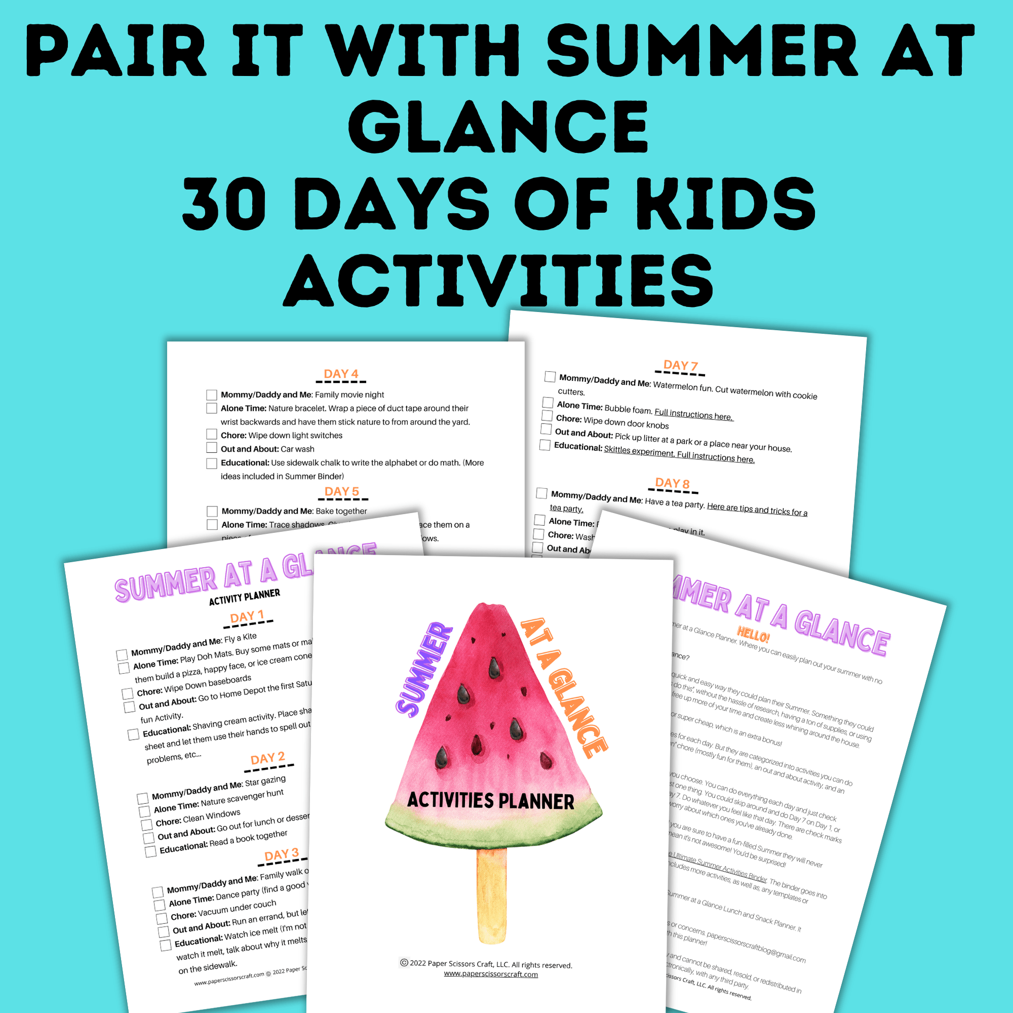 Lunch Planner | Kids Food Planner | Summer Planner | Summer Book for Kids | eBook