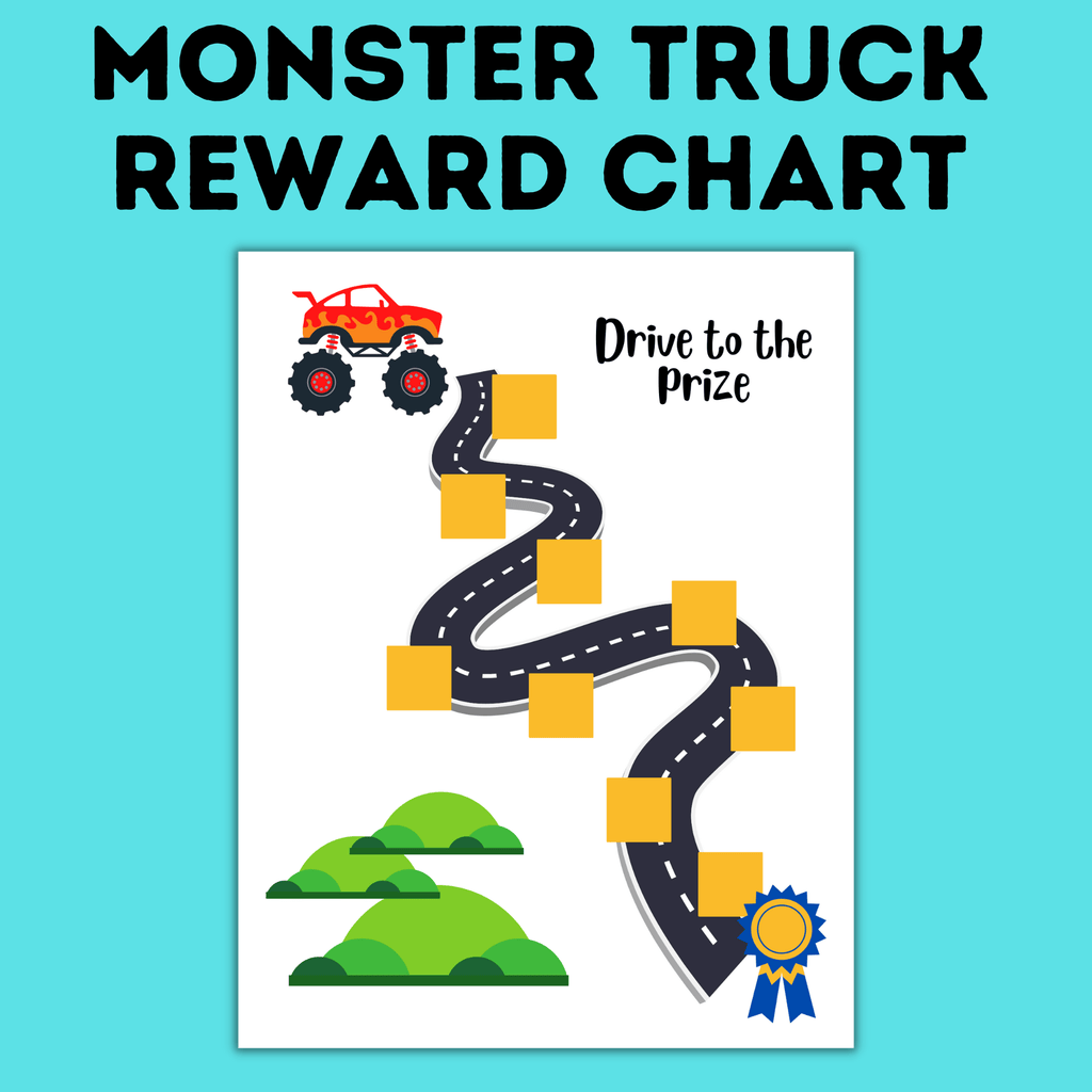 Monster Truck Reward Chart for Kids | Sticker Reward Chart | Reward Chart for Boys