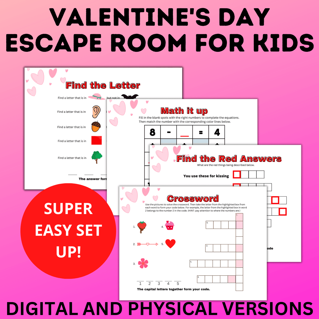 Valentine's Day Escape Room for Kids | Kids Games | Classroom Games | Party Games | Digital Escape Room | Classroom Party | Family Games