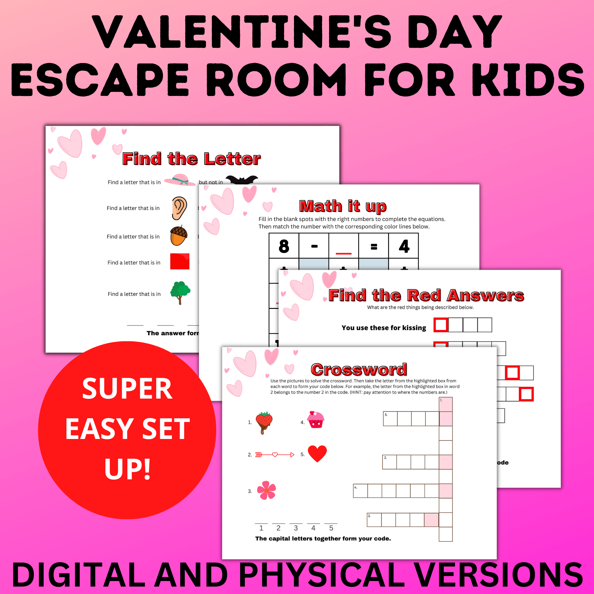 Valentine's Day Escape Room for Kids | Kids Games | Classroom Games | Party Games | Digital Escape Room | Classroom Party | Family Games
